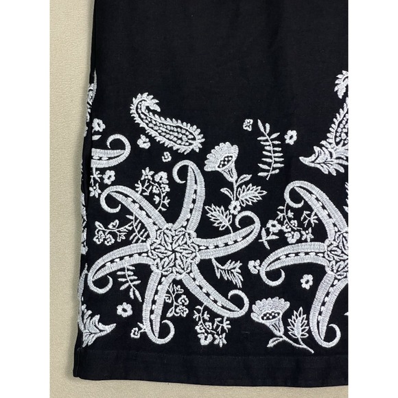 Maeve Anthropologie Dress Womens 10 Black‎ Tunic Sleeveless Embroidered Lined - Picture 6 of 11